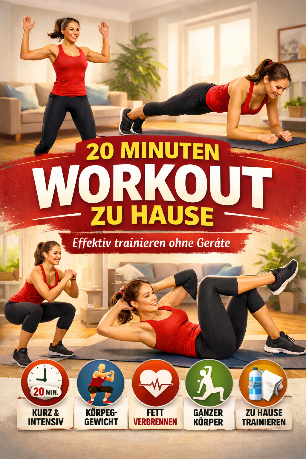 20 Minuten Workout zu Hause: Effektiv trainieren ohne Geräte